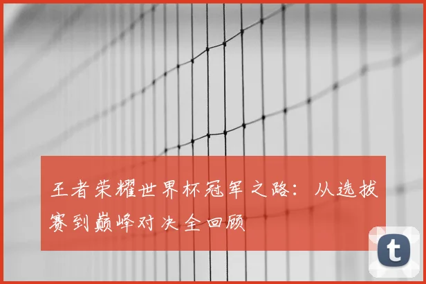 王者荣耀世界杯冠军之路:从选拔赛到巅峰对决全回顾